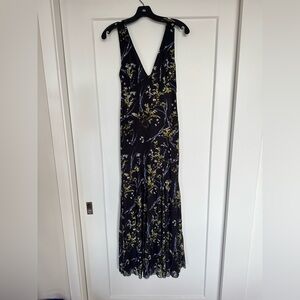 NWT Zara Navy Blue Long Floral Tulle Dress